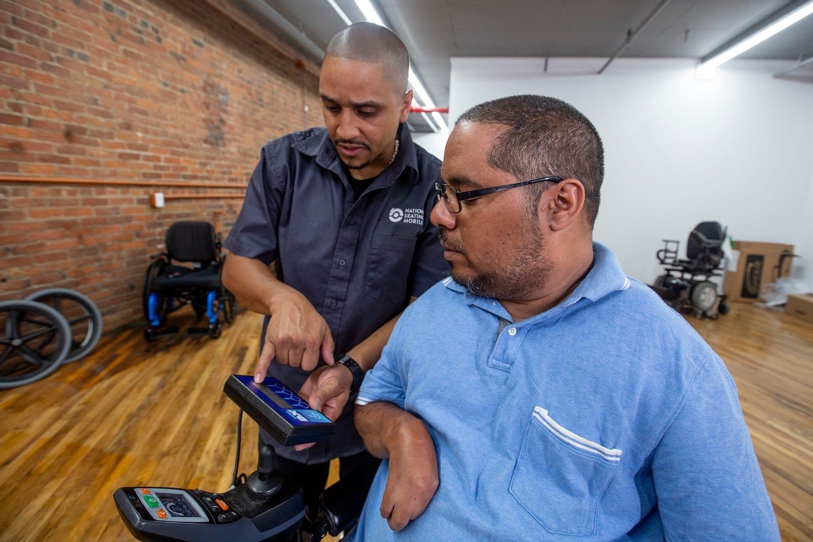 NSM technician with customer